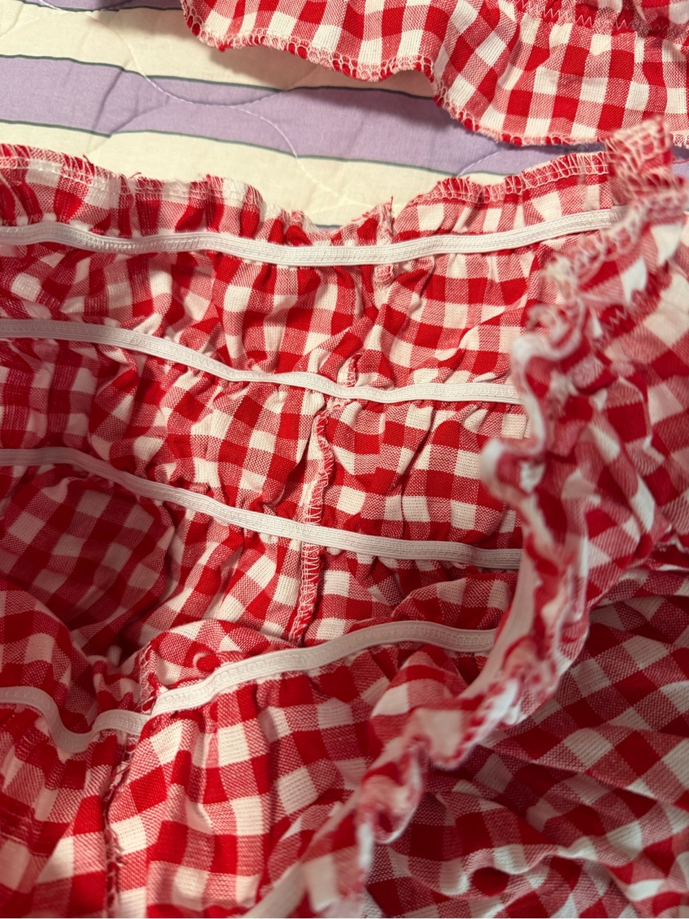 Handmade Red Gingham Ruffle 2 Piece Set 🍓🎀 S - Picture 8 of 11